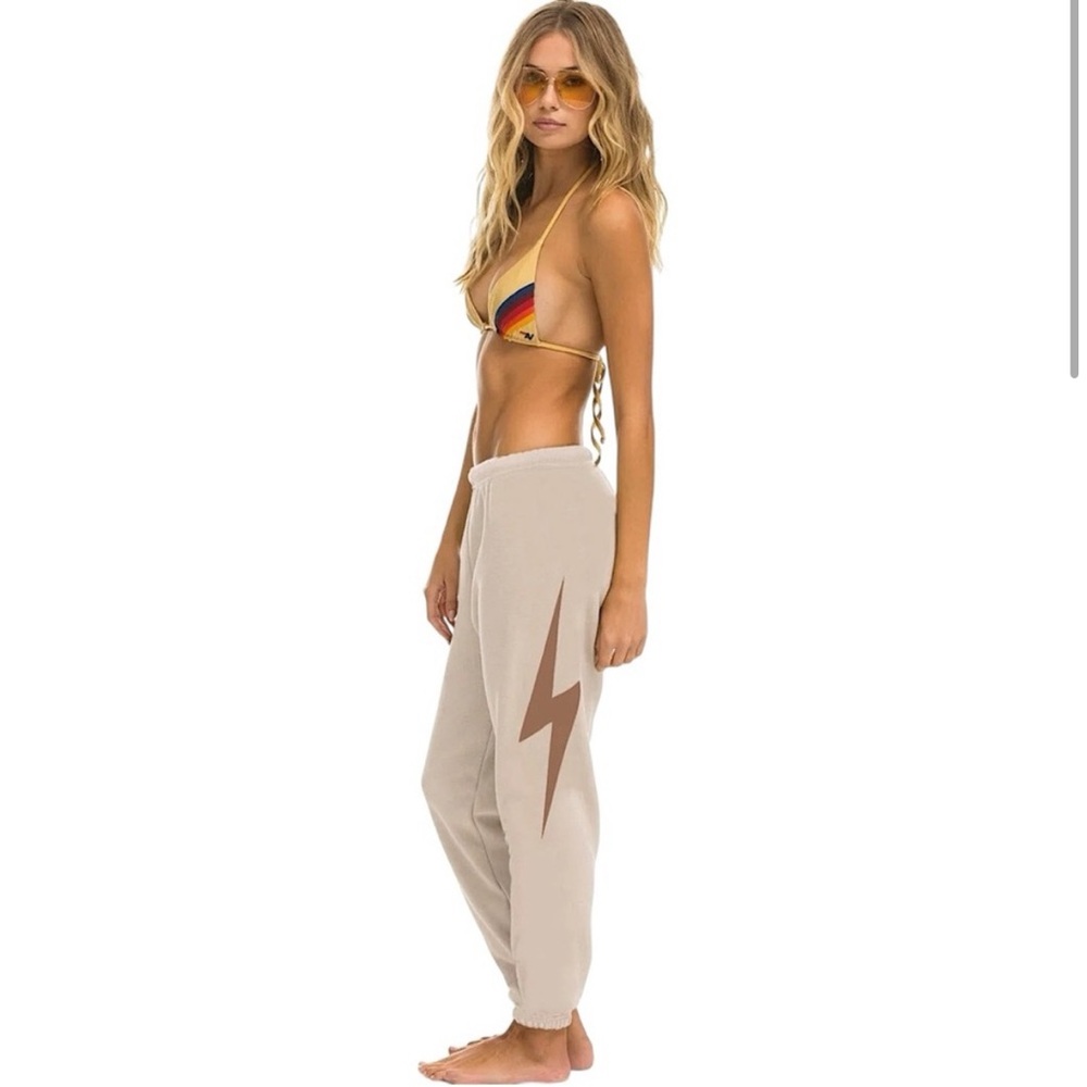 Aviator Nation Sand Joggers with Brown Lightning Bolt